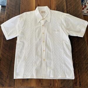 White 100% cotton Quichua short sleeve button up